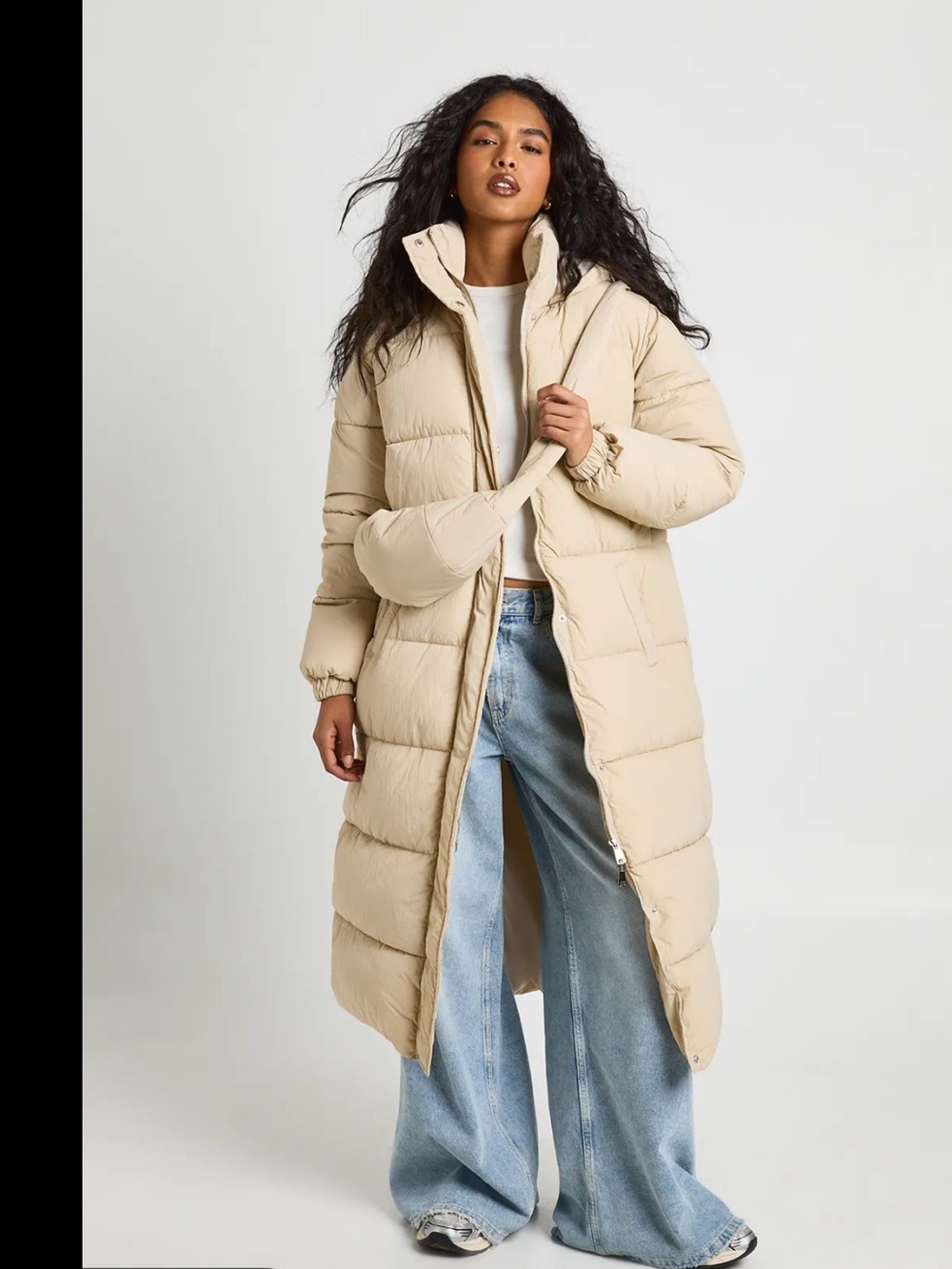 a new day Cream Hooded Maxi Puffer Coat